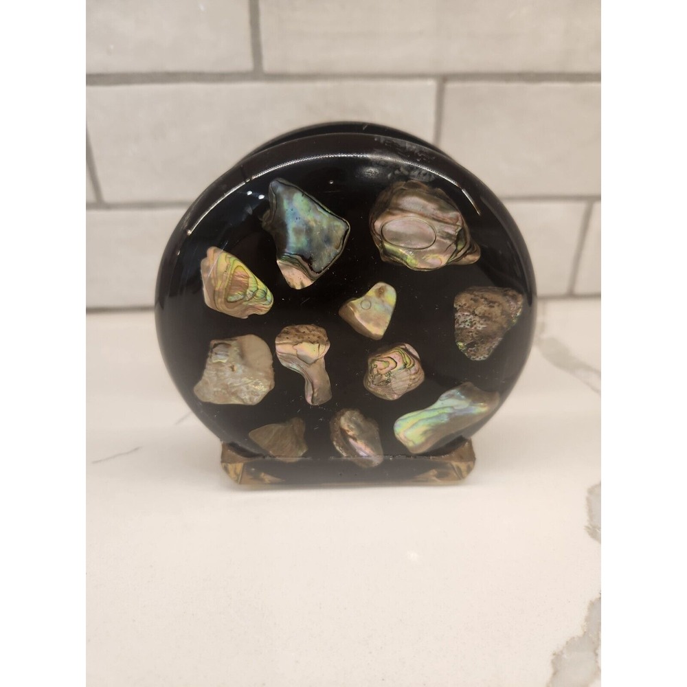 Black Lucite Abalone Shell Napkin Letter‎ Or Napkin Holder Unique Designs Lucite